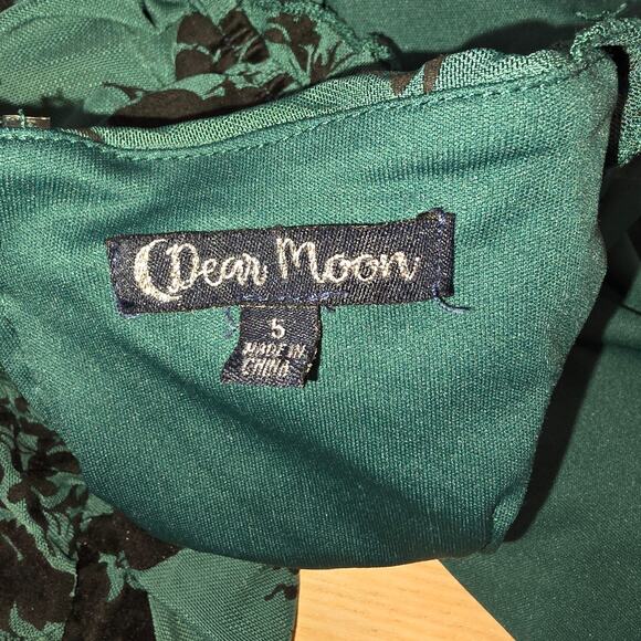 Dear Moon Womens Green Velvet Burnout Floral Bodycon Dress Small Ruched Fairy - Picture 7 of 7